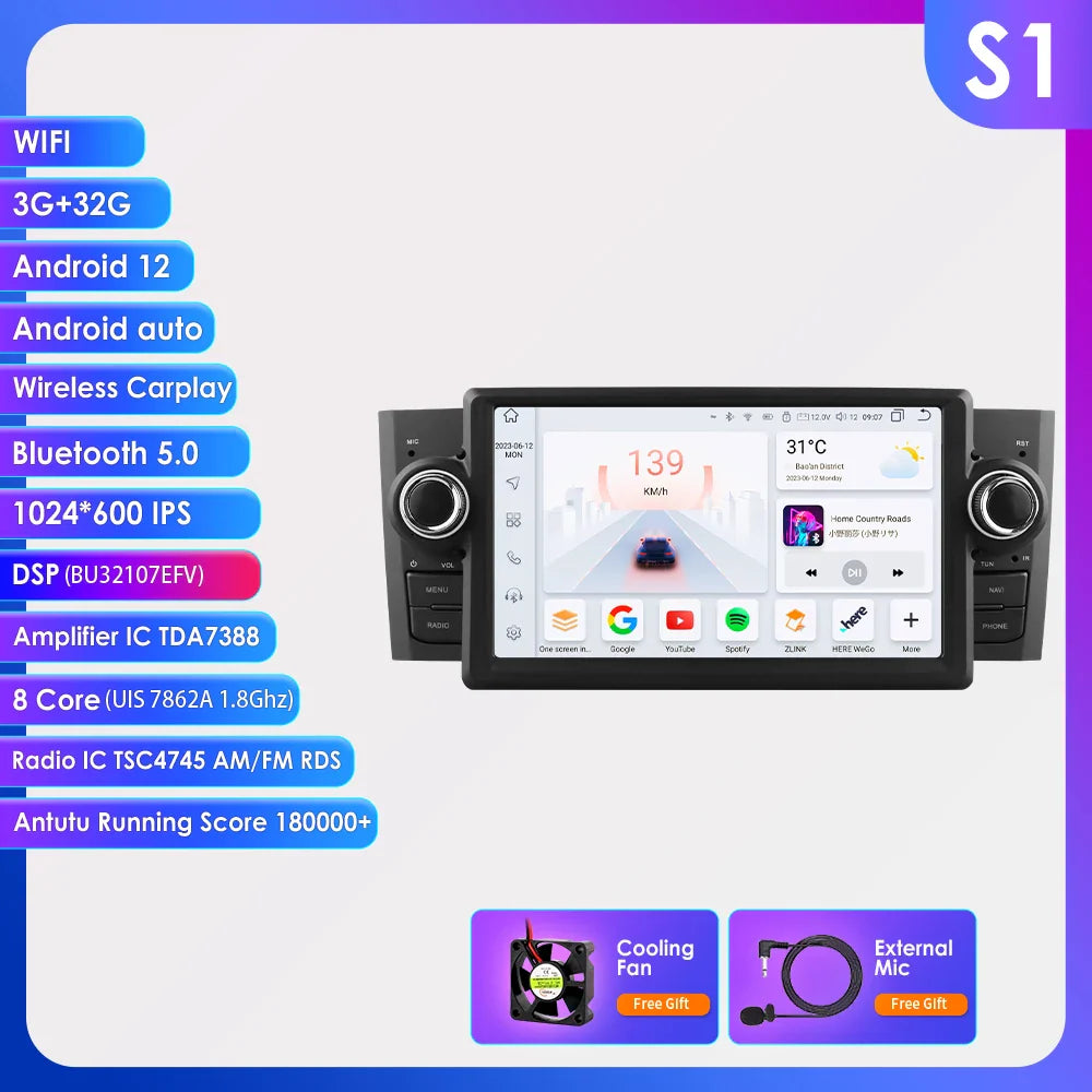 Hizpo Octa Core 7862 radio samochodowe do FIAT Grande Punto 2007-2012