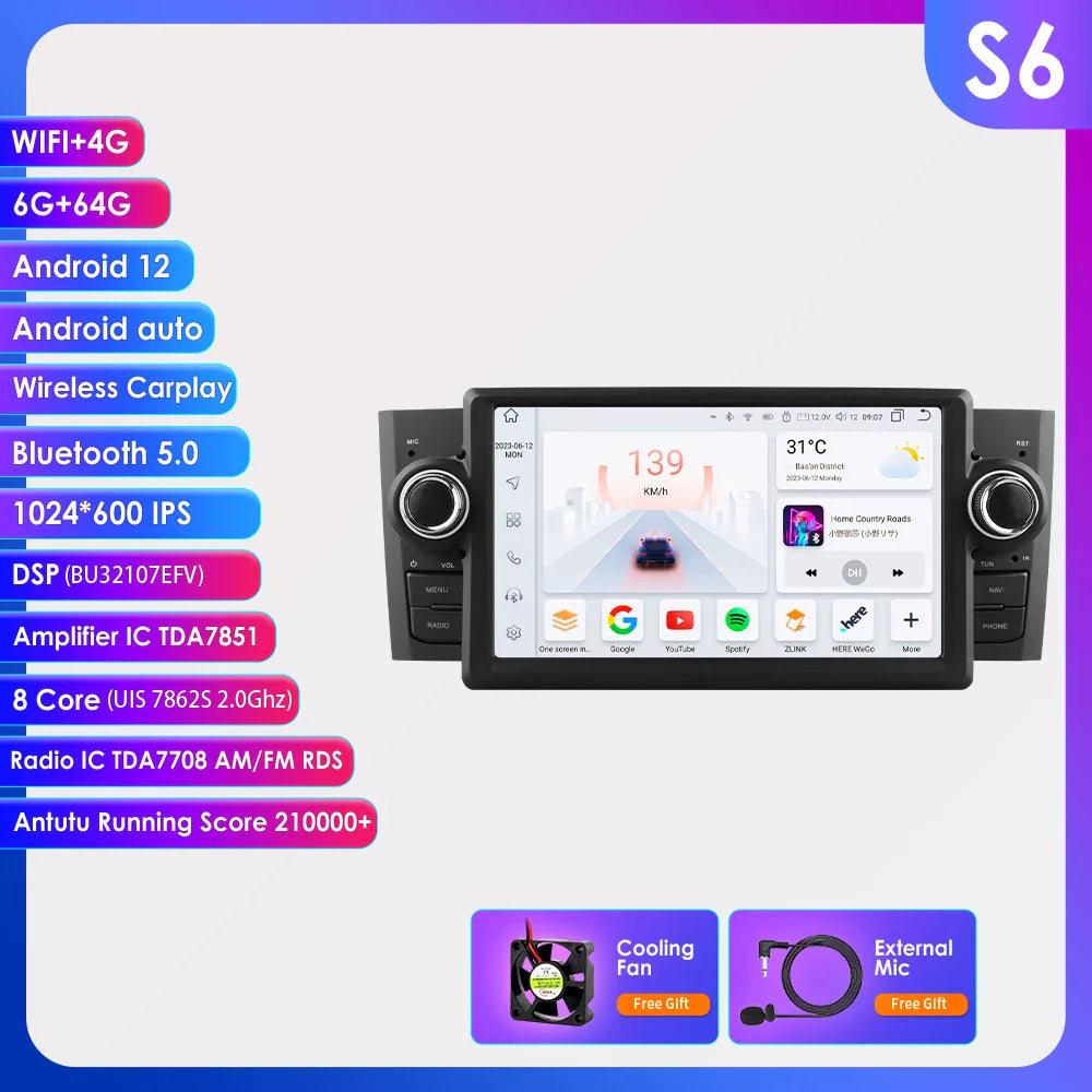 Hizpo Octa Core 7862 radio samochodowe do FIAT Grande Punto 2007-2012
